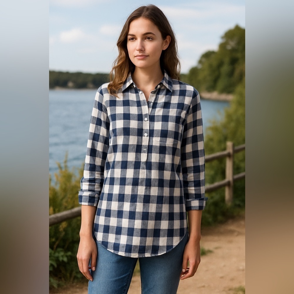Tommy Hilfiger Check Plaid Popover Shirt S Fishermen Angler Hiking Preppy Y2K